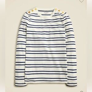 NEW WITH TAGS J. Crew perfect-fit long-sleeve crewneck tee w/ buttons, small